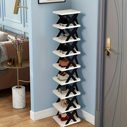 Scaffale Angolare per Scarpe Risparmio Spazio - Alto e Stretto 6/9 Ripiani in Plastica Resistente per 6/9 Paia di Scarpe e Stivali, Soluzione Multiuso per Ingresso, Armadio, Garage, Soggiorno, Organizzatore per Scarpe da Casa, Scaffale Autoportante