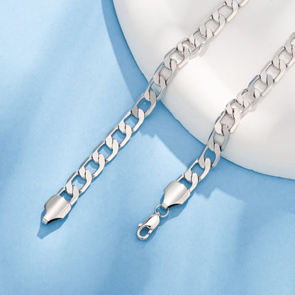 Collana catena cubana da 7 mm in argento sterling 925 adatta sia per uomini che per donne, stile punk hip-hop rock, adatta per abbigliamento casual e formale quotidiano, appassionati di moda di tendenza, Halloween, Natale, regali di compleanno, regali per