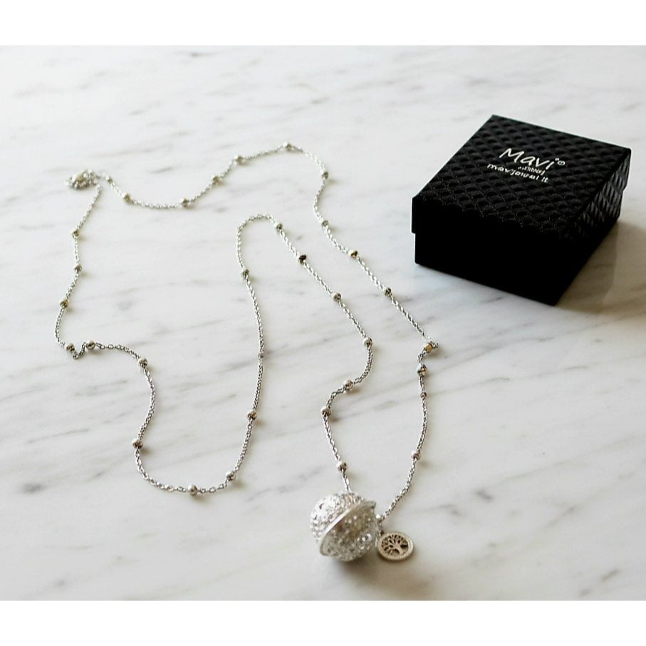 Collana donna in acciaio con pendente richiamo degli angeli colore argento