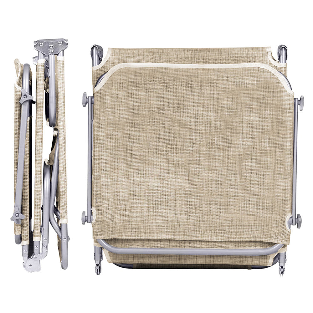 2 Lettini Prendisole Pieghevoli con Tetto Parasole, Misura 180x55x90 cm, Tessuto Textilene, Struttura Metallo Tubolare da 18mm, per Spiaggia, Piscina, Giardino, Peso Max 120kg