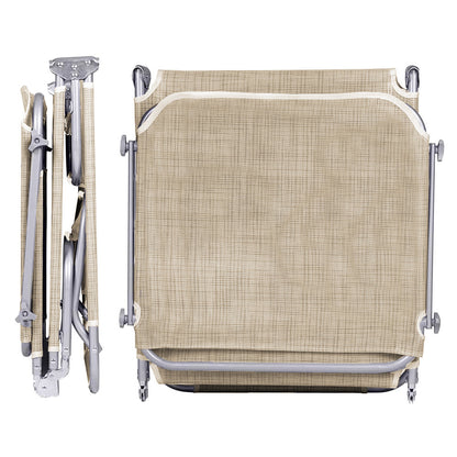 2 Lettini Prendisole Pieghevoli con Tetto Parasole, Misura 180x55x90 cm, Tessuto Textilene, Struttura Metallo Tubolare da 18mm, per Spiaggia, Piscina, Giardino, Peso Max 120kg