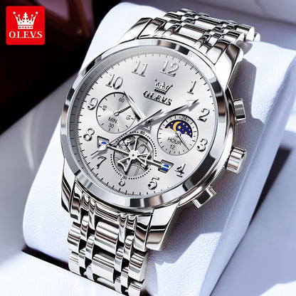 OLEVS Orologi da Uomo Classici Business Dress Analogico Quarzo Quadrante Digitale Orologio da Uomo Moda Lusso Bracciale in Acciaio Inossidabile Luminoso con Calendario Orologio da Polso da Uomo Regali Romantici Relojes De Hombre Quadrante Blu/Nero/Bianco/