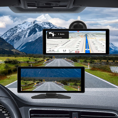 PODOFO Schermo Wireless da 10,26 Pollici per Autoradio con Carplay Android Auto con Vivavoce BT/ Touchscreen HD/ Airplayer/ Android Mirror Link/ GPS/ Si-ri/ Telecamera Posteriore/ FM/ AUX/ Porta Scheda TF/ Base Monitor, Un Regalo Perfetto per Papà