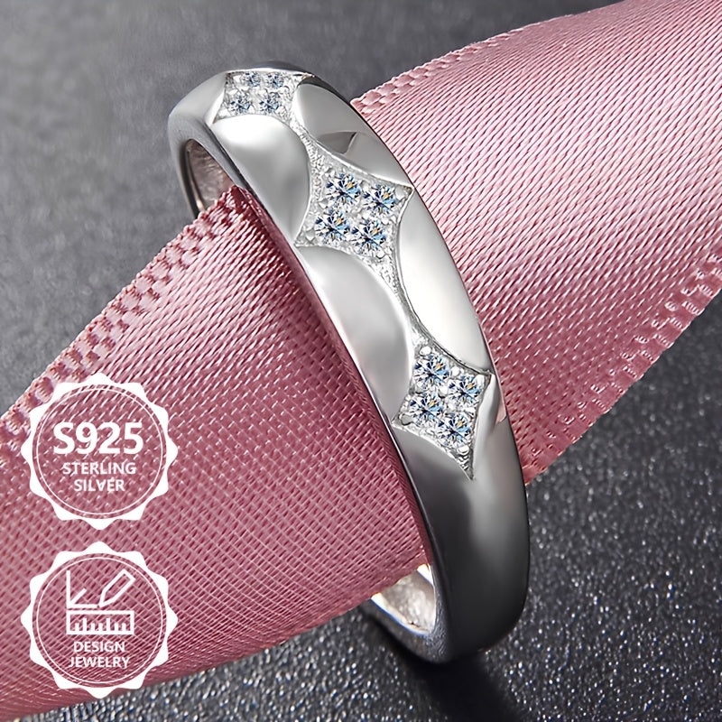Anello da donna in argento sterling 925, squisito e alla moda, elegante e raffinato, intarsiato con zirconi cubici sintetici scintillanti, anello di gioielleria da donna di alto valore, adatto per viaggi di vacanza, uso quotidiano, un regalo commemorativo