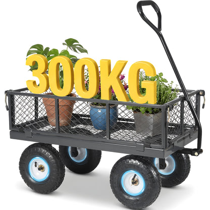 Carrello da giardino e carrello portaoggetti Titan originale per carichi pesanti, capacità di carico 500 kg/300 kg, carrello convertibile 3 in 1 e carrello a piattaforma, maniglia ergonomica brevettata, pneumatici in gomma con aria, robusto e antiruggine,