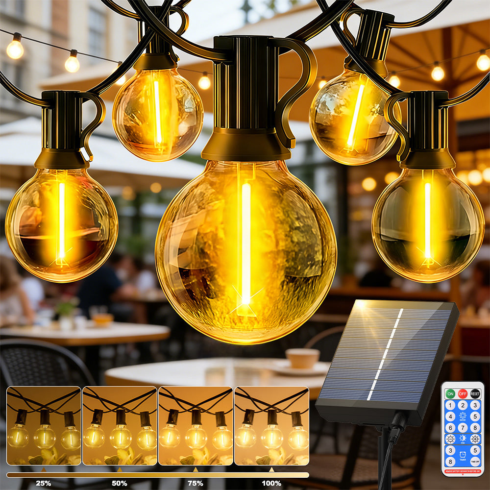 Catena Luminosa Solare da Esterno, 15M/20M/30M LED Luci da Giardino Dimmerabili Timer 8 modalità di illuminazione regolabili per Picnic Turistici, Atmosfera Decorativa, Illuminazione Cortile, Feste di Matrimonio, Cortili Esterni, Pergola Patio