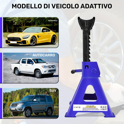 Cavalletti per assi a cricco a 3 tonnellate, cavalletto per assi a carrùcolo, caratteristica auto, cavalletti per assi per auto e furgone da 3 tonnellate per sollevamento di emergenza, cavalletto per caravan, strumento di sollevamento, supporto di solleva