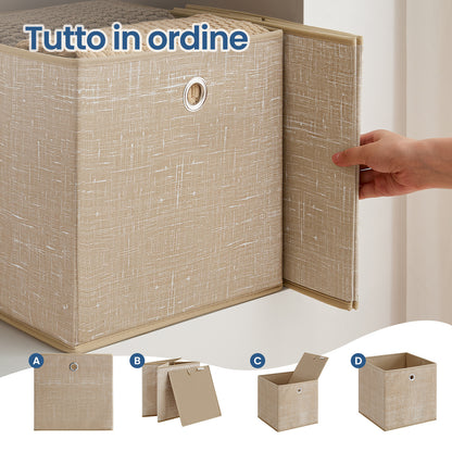 Scatole di Stoccaggio Pieghevoli, Set di 6, 30 x 30 x 30 cm, Adatte a Unità di Stoccaggio Cubiche, per Scaffali, Stoccaggio di Vestiti