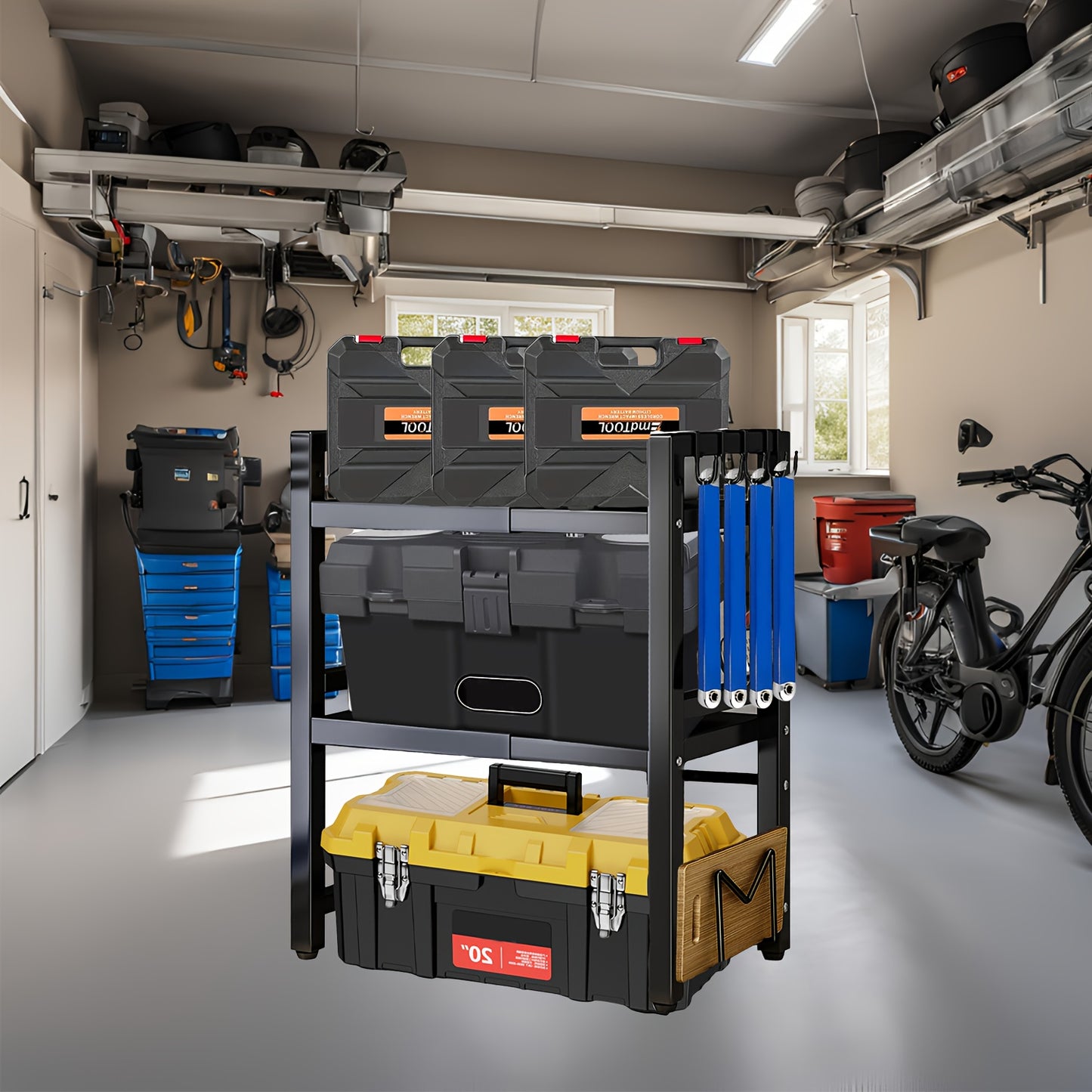 Scaffale Espandibile a 3 Livelli con 6 Ganci e 3 Porta Asciugamani; Scaffale per Garage, Cucina, Armadio; Estensibile da 40cm a 64cm; Adatto per Garage e Cucine (Bianco, Nero)