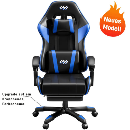 Sedia da gaming ergonomica con imbottitura a molle ultra-morbida, sedia da ufficio con poggiatesta e supporto lombare, angolo di inclinazione e poggiapiedi regolabili, realizzata in ecopelle resistente, regali per fidanzato