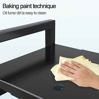 Supporto per microonde a 2 livelli regolabile - Organizer salvaspazio resistente per cucina/bagno, scaffale multiuso espandibile con design a doppio strato aperto, scaffale verticale, scaffale verticale