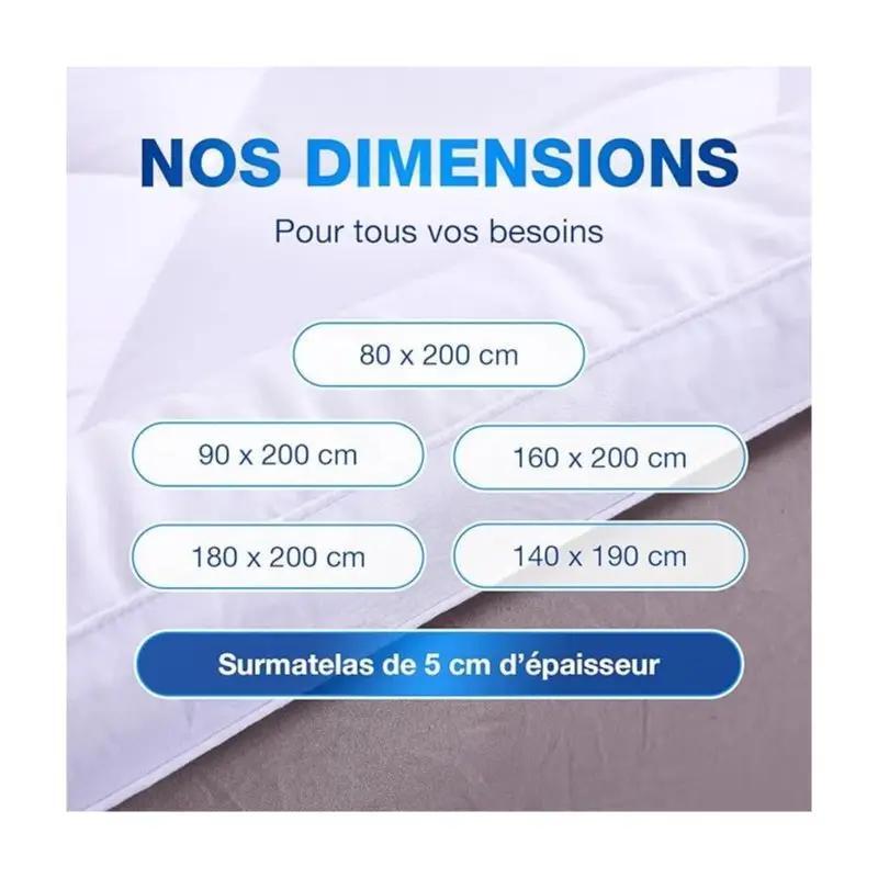CATAVANA - Topper per Materasso Comfort - Varie Misure (80 X 200 Cm/ 90 X 200 Cm/ 140 X 190 Cm/ 140 X 200 Cm/ 160 X 200 Cm/ 180 X 200 Cm) - Microfibra Traspirante e di Alta Gamma - Imbottitura 800 G - Antiscivolo con Elastici - Ideale per 1 Persona/ 2 Per