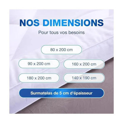 CATAVANA - Topper per Materasso Comfort - Varie Misure (80 X 200 Cm/ 90 X 200 Cm/ 140 X 190 Cm/ 140 X 200 Cm/ 160 X 200 Cm/ 180 X 200 Cm) - Microfibra Traspirante e di Alta Gamma - Imbottitura 800 G - Antiscivolo con Elastici - Ideale per 1 Persona/ 2 Per