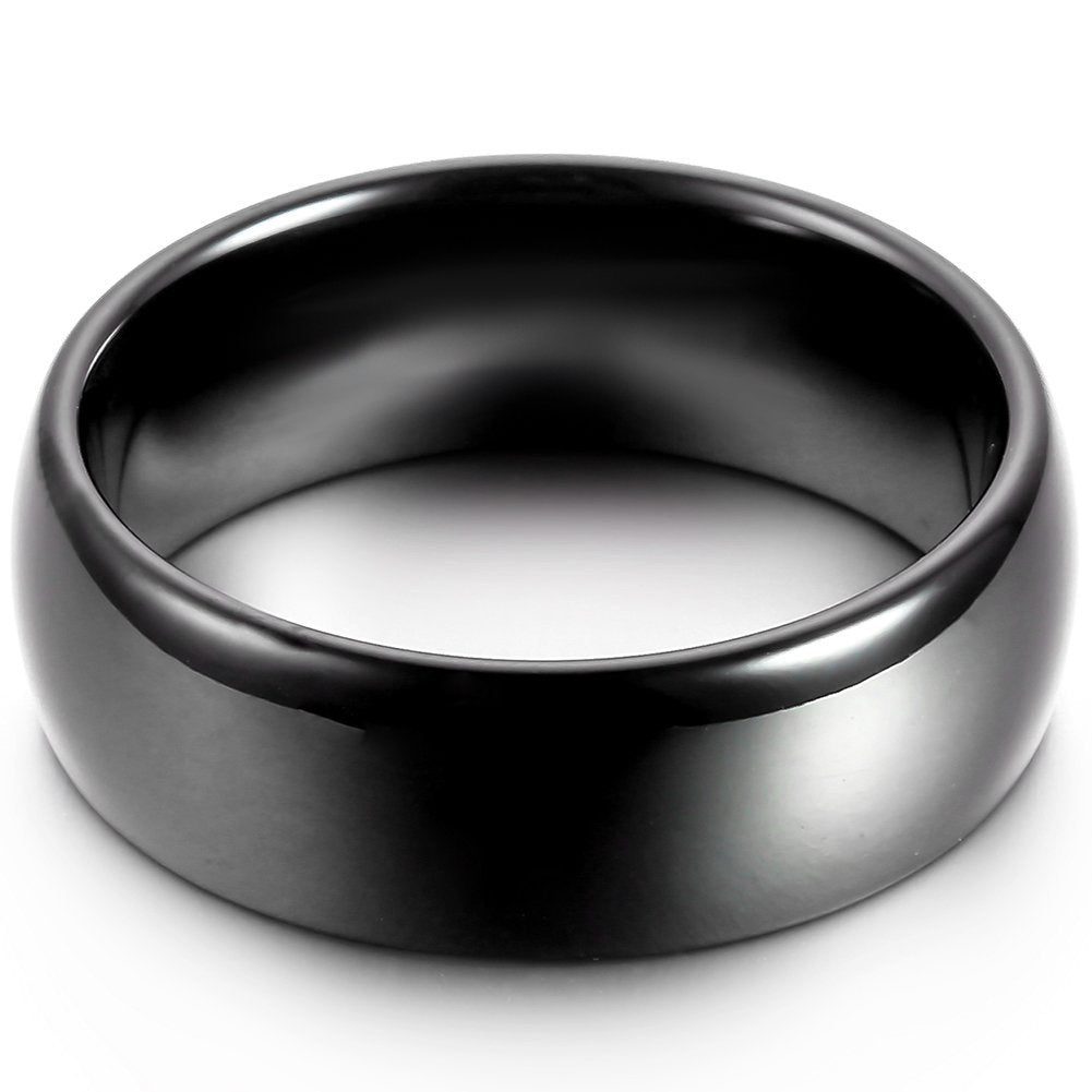 Anello a Cupola Classico da 8 mm Nero Comfort Fit in Carburo di Tungsteno per Uomo, Donna e Unisex, Ideale per Anniversario, Fidanzamento e Matrimonio