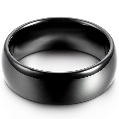 Anello a Cupola Classico da 8 mm Nero Comfort Fit in Carburo di Tungsteno per Uomo, Donna e Unisex, Ideale per Anniversario, Fidanzamento e Matrimonio