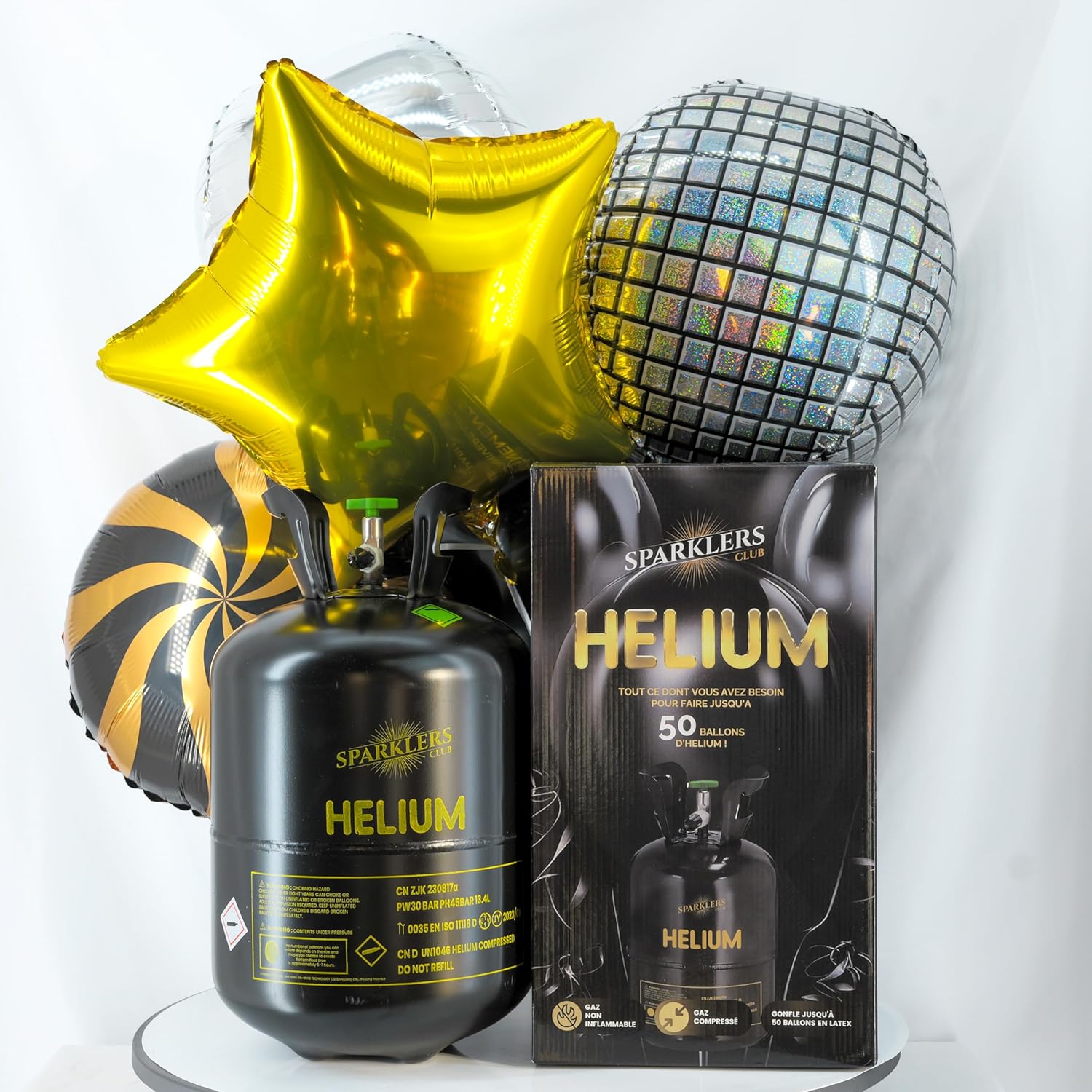 Bottiglia Grande di Elio Gas Elio per 50 Palloncini - Cilindro Monouso Capacità 0.40M3 - Ideale per Halloween, Natale, Matrimoni, Compleanni, Feste - Fai Saliare i Tuoi Palloncini con SPARKLERS CLUB
