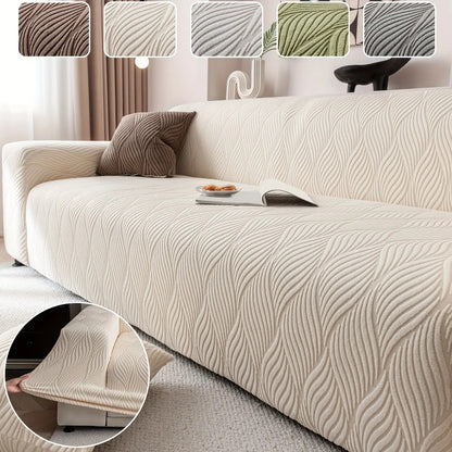 1 pz Copridivano Jacquard Foglia Artistica - Protezione Divano Elasticizzata Monoblocco con Pile Jacquard Elastico, Antiscivolo Adatto agli Animali Domestici, Lavabile in Lavatrice, Arredamento Moderno per la Casa, Protezione Mobili, Federa Decorativa, Te