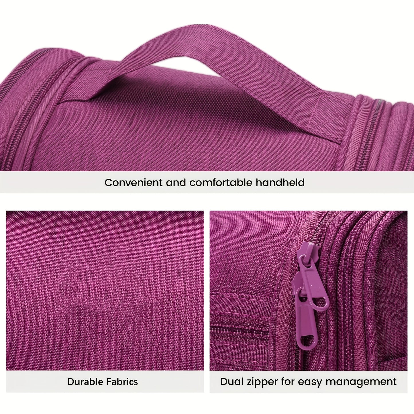 Grande Borsa da Toilette Multitasca con Gancio, Organizzatore di Trucco Elegante per Donne e Uomini, Chiusura con Cerniera Resistente, Design con Maniglia Superiore, Borsa da Viaggio per Toilette, Regalo di Natale