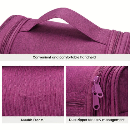Grande Borsa da Toilette Multitasca con Gancio, Organizzatore di Trucco Elegante per Donne e Uomini, Chiusura con Cerniera Resistente, Design con Maniglia Superiore, Borsa da Viaggio per Toilette, Regalo di Natale