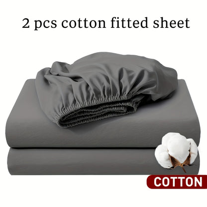 Set da 2 lenzuola con angoli, 100% cotone, disponibili in vari colori. Lenzuolo con angoli/coprimaterasso/copriletto, realizzato in morbido, traspirante e confortevole materiale di cotone (non include federe).