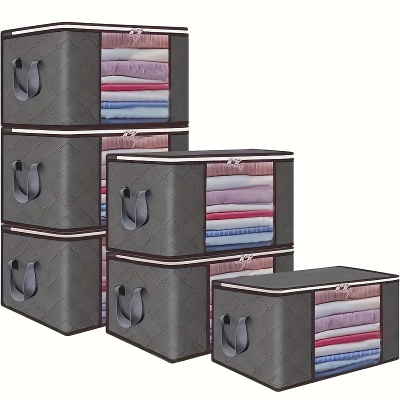Set di 6 sacche contenitori oversize, robusto organizer pieghevole per coperte, cuscini e giocattoli, realizzato in materiale di polipropilene spesso, con cerniera e copertura, con maniglie rinforzate, non richiede elettricità, contenitore da mettere sott