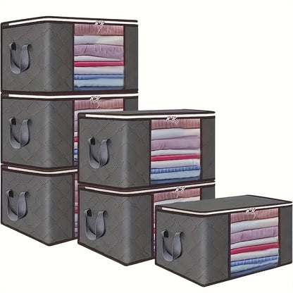 Set di 6 sacche contenitori oversize, robusto organizer pieghevole per coperte, cuscini e giocattoli, realizzato in materiale di polipropilene spesso, con cerniera e copertura, con maniglie rinforzate, non richiede elettricità, contenitore da mettere sott