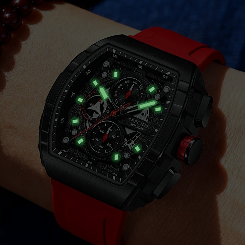 Orologi da polso da uomo H, movimento al quarzo ad alta precisione, cinturino in silicone, impermeabile, calendario, design multifunzionale, orologi da uomo eleganti