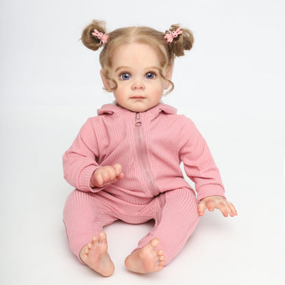 Bambola Reborn carina da 22 pollici/55 cm, bambola Reborn in vinile morbido in stile realistico, vivace bambola Reborn da 0 anni fatta a mano per bambini e bambine, regali di Halloween e Natale
