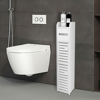Armadietto da bagno piccolo, organizzatore sottile e lavorato in PVC, ideale per spazi ristretti, facile da montare e durevole, mobiletto multiuso porta carta igienica per bagno, camera da letto e soggiorno