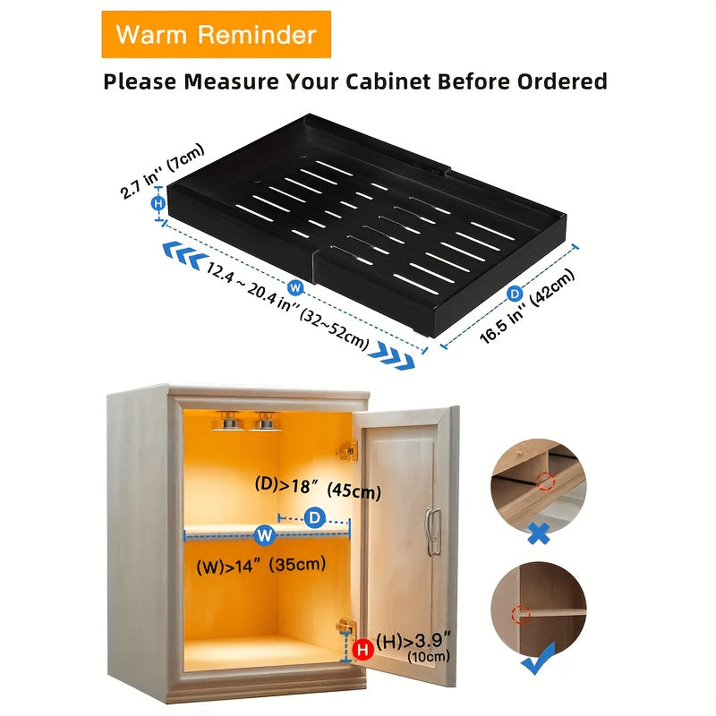 2 Pezzi Cassetti Estraibili Espandibili per Cucina, Set di 2 Scaffali Scorrevoli per Ripostiglio, Cestelli Estraibili per Lavello Senza Foratura, Ripiani Facilmente Accessibili, Adatti per Bagni e Lavanderie, Organizzatore per Cucina, Organizzatore per Ar