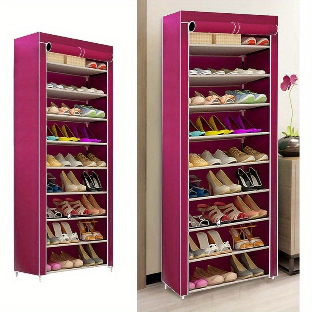 Scarpiera a 9 Ripiani, Armadietto per Scarpe, Contenitore per Scarpe, Capienza di Circa 27 Paia di Scarpe, Scaffale Semplice (58 x 28 x 160 cm)