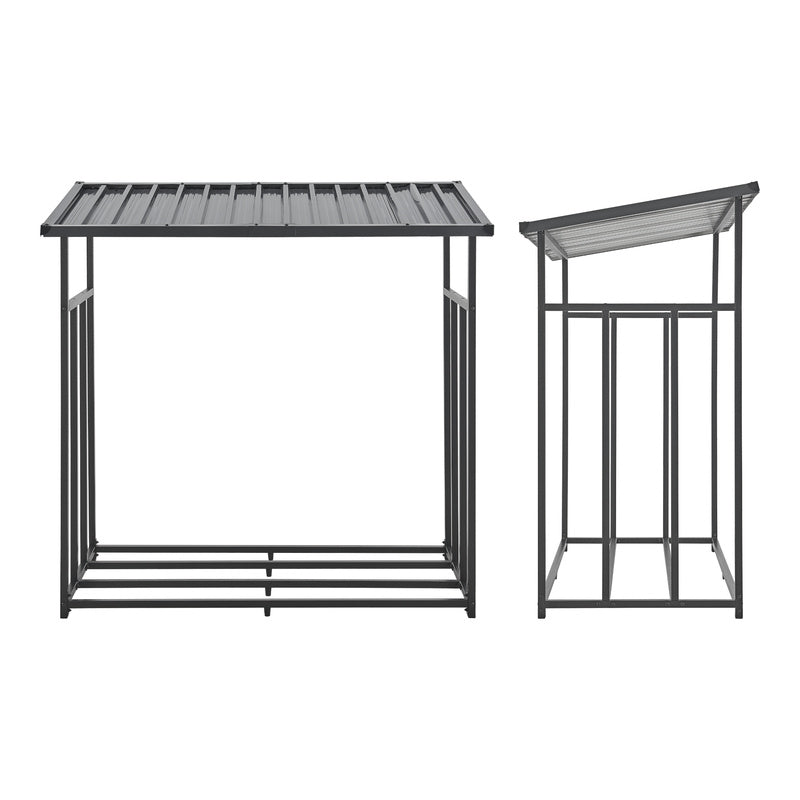Casa.Pro Chimney Wood Rack Yakutat Stand per legna da esterno Stand per legna da esterno Stand per legna da esterno con copertura Chimney Wood Stand Metallo Nero