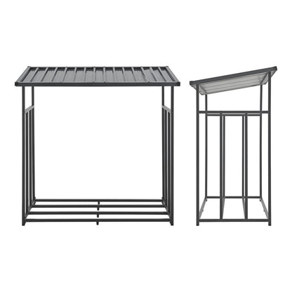 Casa.Pro Chimney Wood Rack Yakutat Stand per legna da esterno Stand per legna da esterno Stand per legna da esterno con copertura Chimney Wood Stand Metallo Nero