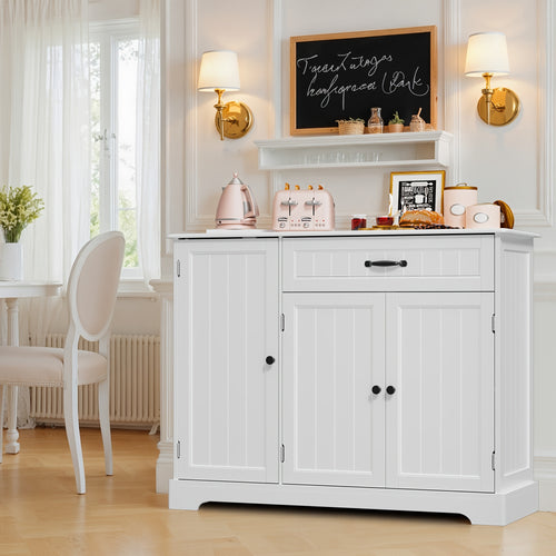 Mobiletto, Armadio da Cucina con Tre Ante e Un Cassetto, Offre Ampio Spazio di Stoccaggio, Adatto per Cucine, Sale da Pranzo, Soggiorni e Corridoi, 105X40X84.5Cm