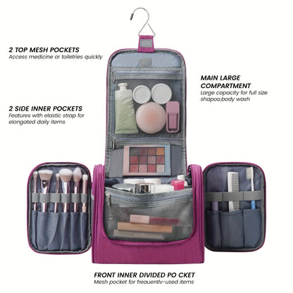 Grande Borsa da Toilette Multitasca con Gancio, Organizzatore di Trucco Elegante per Donne e Uomini, Chiusura con Cerniera Resistente, Design con Maniglia Superiore, Borsa da Viaggio per Toilette, Regalo di Natale