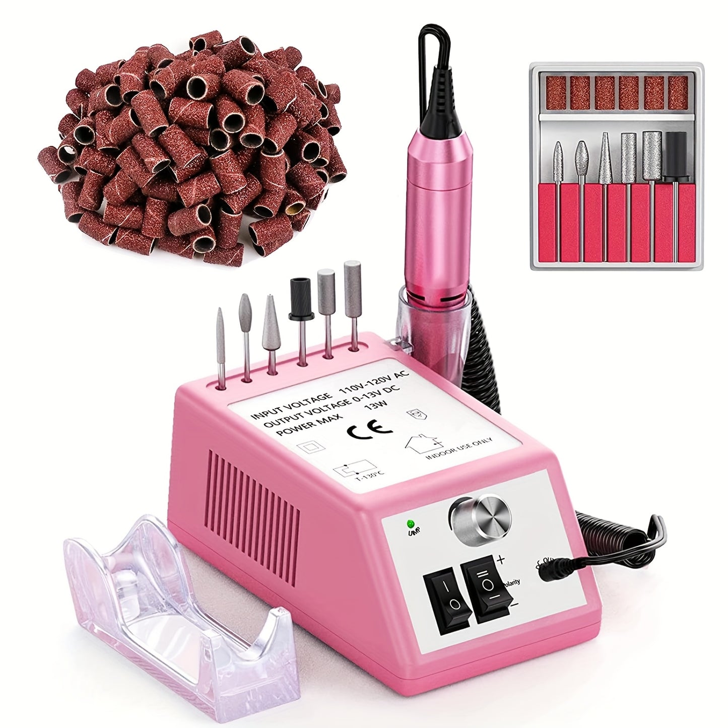 Fresatrice elettrica per unghie 20000RPM, set per unghie in acrilico, lima per unghie, rimozione smalto gel per manicure con 1 confezione di strisce abrasive, lega di alluminio