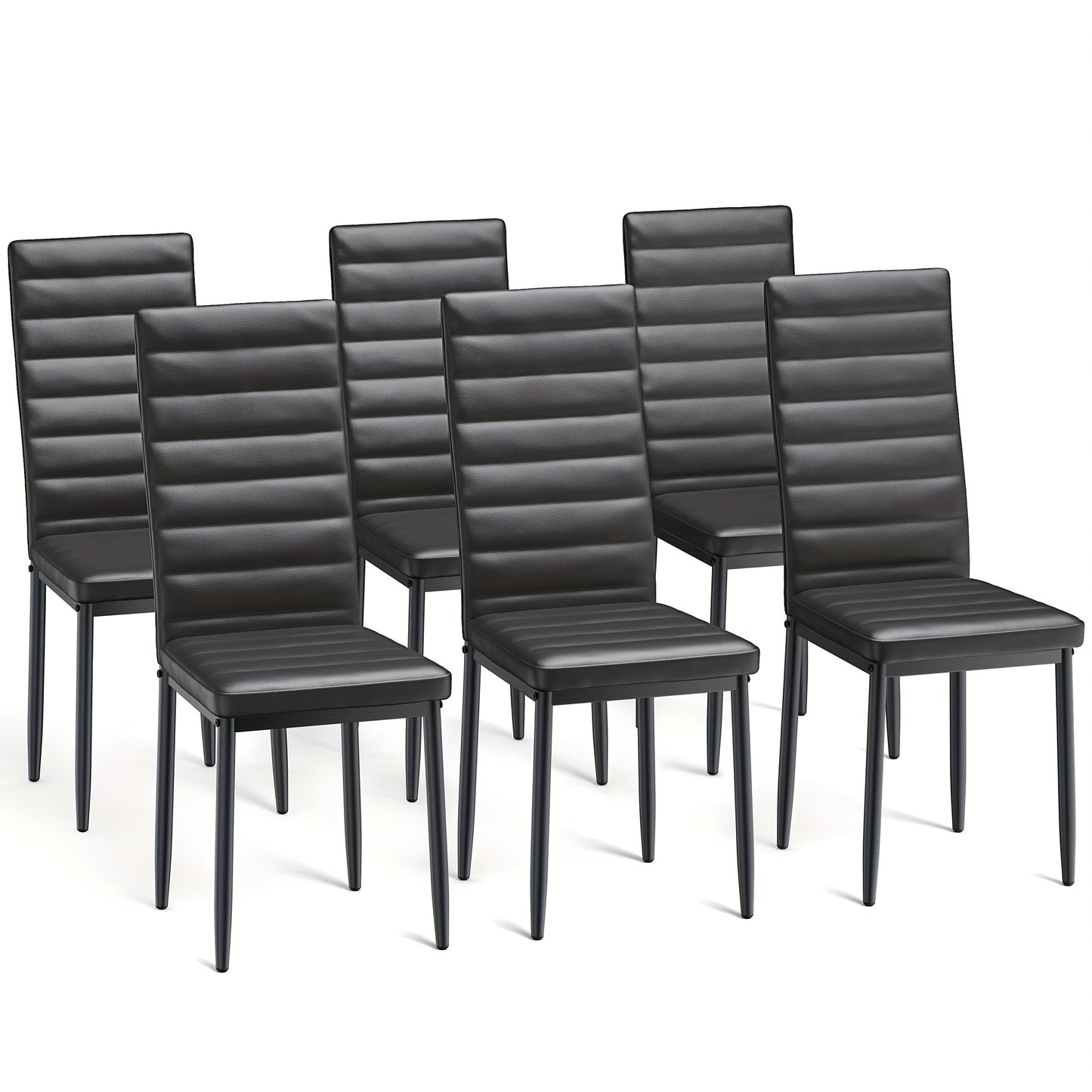 Set di 6 sedie da pranzo per sala da pranzo, set di sedie da cucina in ecopelle con schienale alto, moderno
