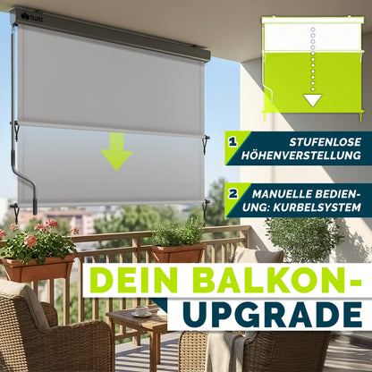 Tenda Verticale Tillvex® per Interni ed Esterni | Tenda Avvolgibile Impermeabile con Manovella per Balcone, Terrazza e Giardino | Tenda Avvolgibile in Alluminio per Protezione Solare | Schermo Privacy per Esterni