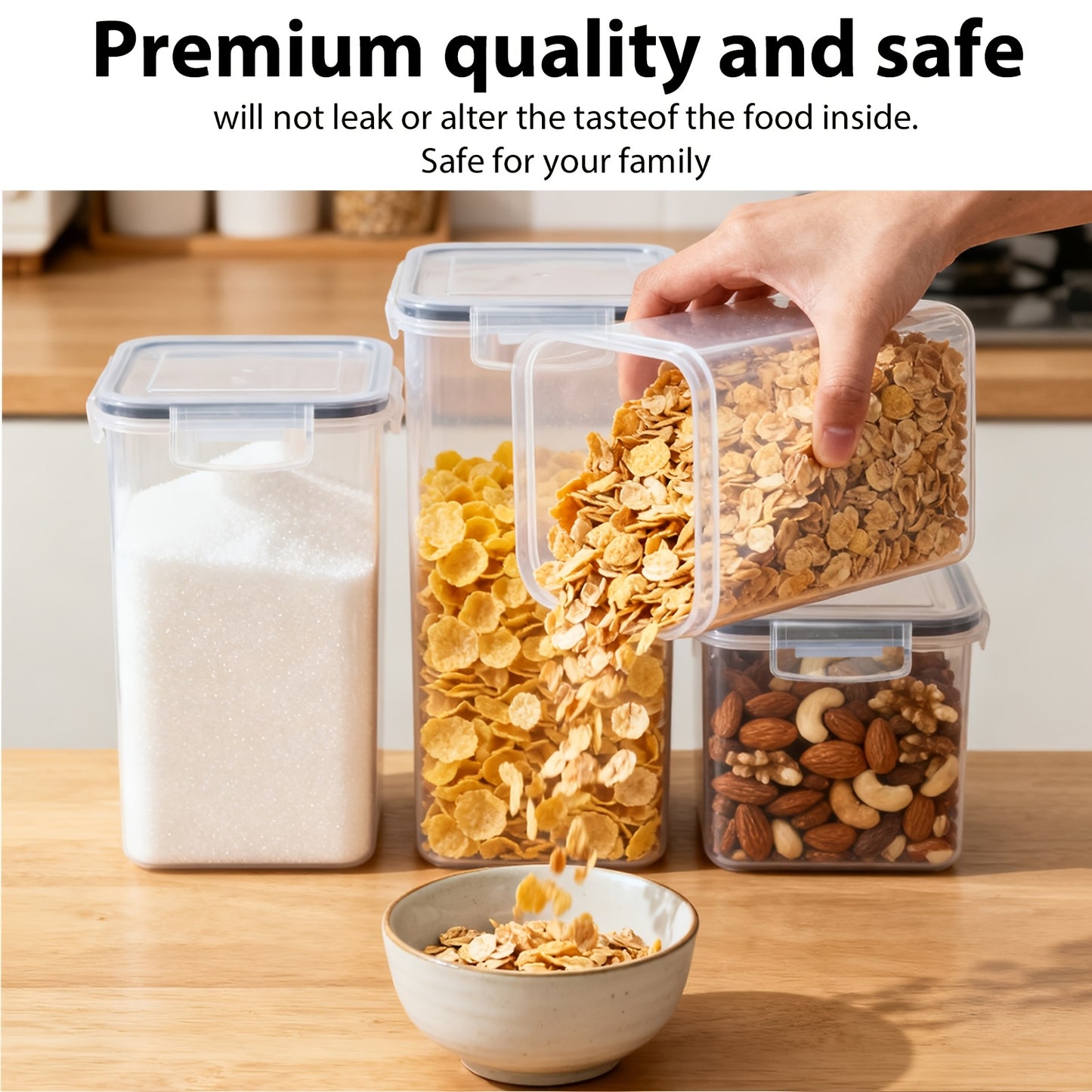 Set di contenitori per alimenti da cucina di alta gamma, 32 pezzi. Contenitori ermetici per frigorifero, sala da tè e armadietti. La scelta ideale per farina, zucchero, pasta, cereali e ingredienti per dolci. Include penna e etichetta