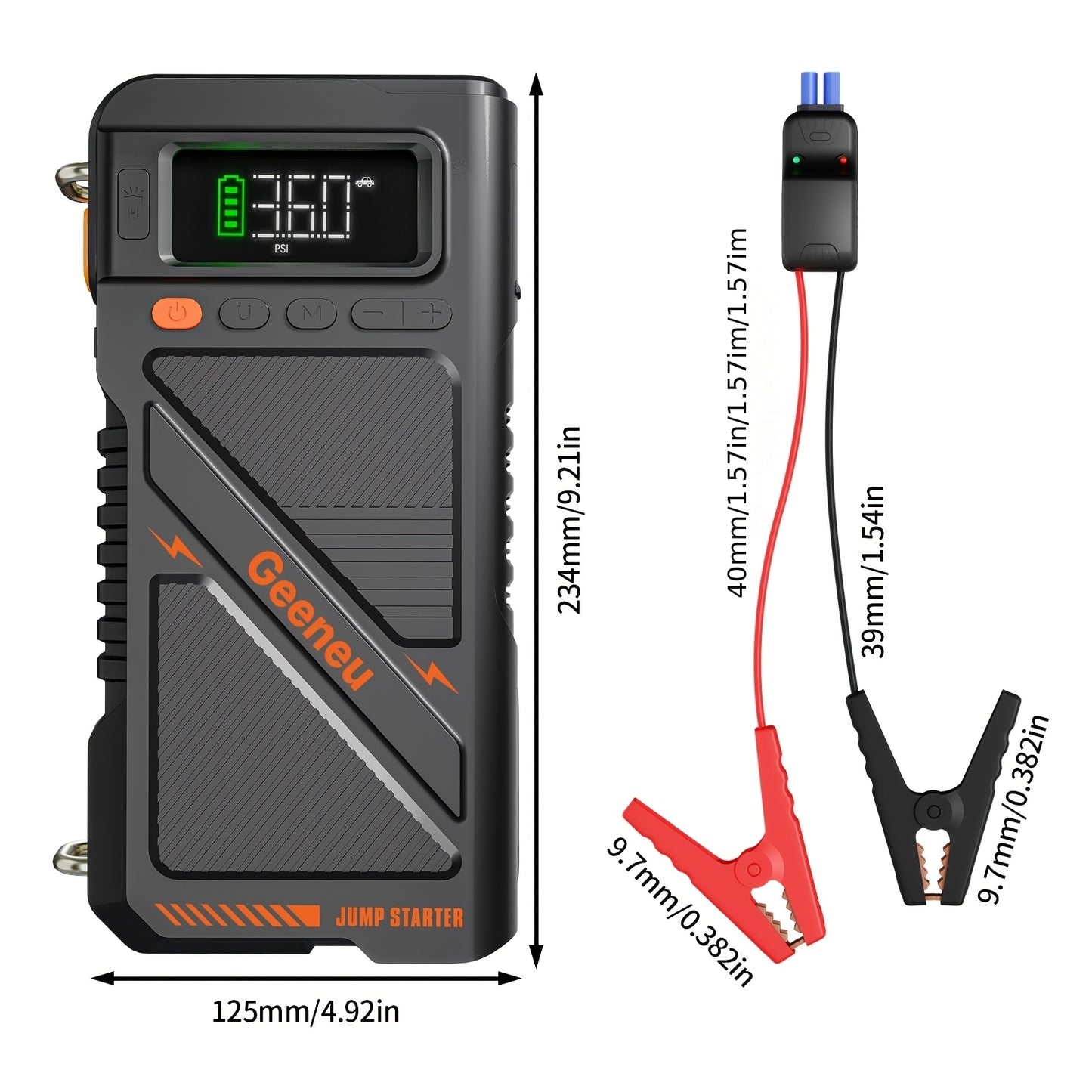 Avviatore di emergenza 9000A con compressore d'aria, scatola di avviamento di emergenza, (fino a tutti i motori a benzina e diesel da 9.0L) avviatore di emergenza per auto 12V, booster per batteria auto, power bank da 20000mAh con torcia a LED, schermo gr