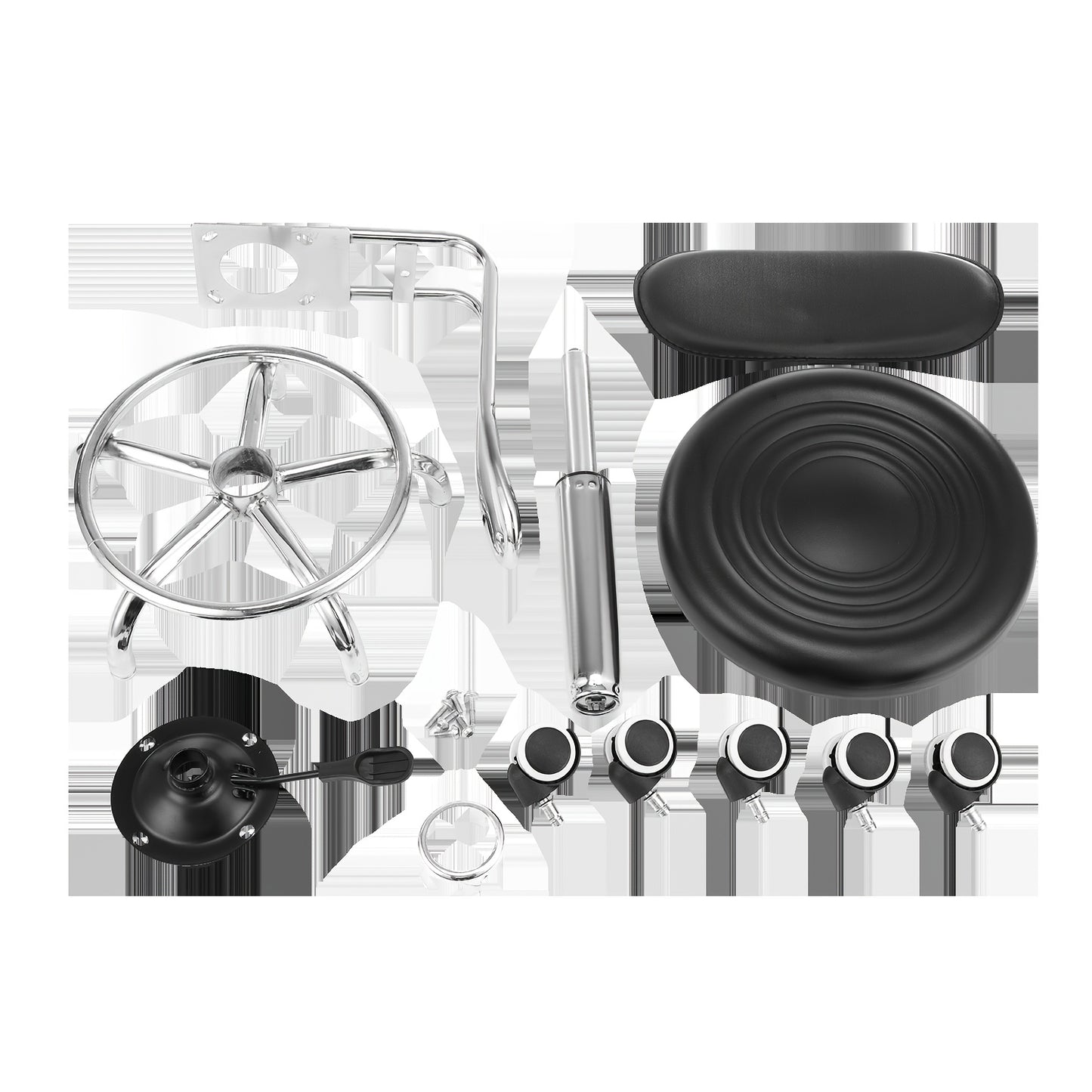 Kehot Sgabello Regolabile con Altezza Regolabile, Base Girevole a 360°, Schienale in Pelle Finta e Sede in Tessuto Riciclato - Struttura in Metallo Contemporanea, 5 Ruote per Casa, Ufficio, Cucina, Sgabello per Cucina, Ufficio, Design Moderno, Costruzione