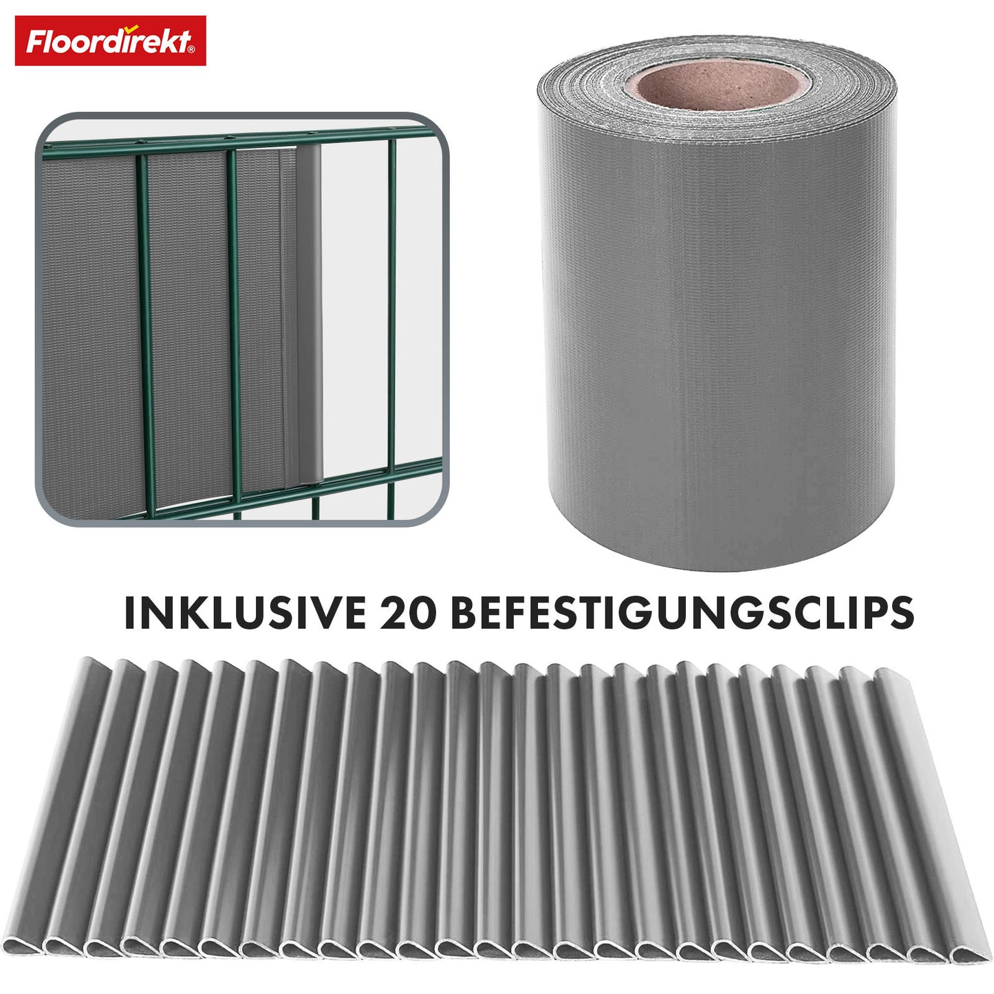 Striscia PVC per Privacy per Recinzione a Doppio Filo – Rotolo da 35m, Altezza 19cm, Include 20 Clip, Disponibile in 3 Colori e 4 Design