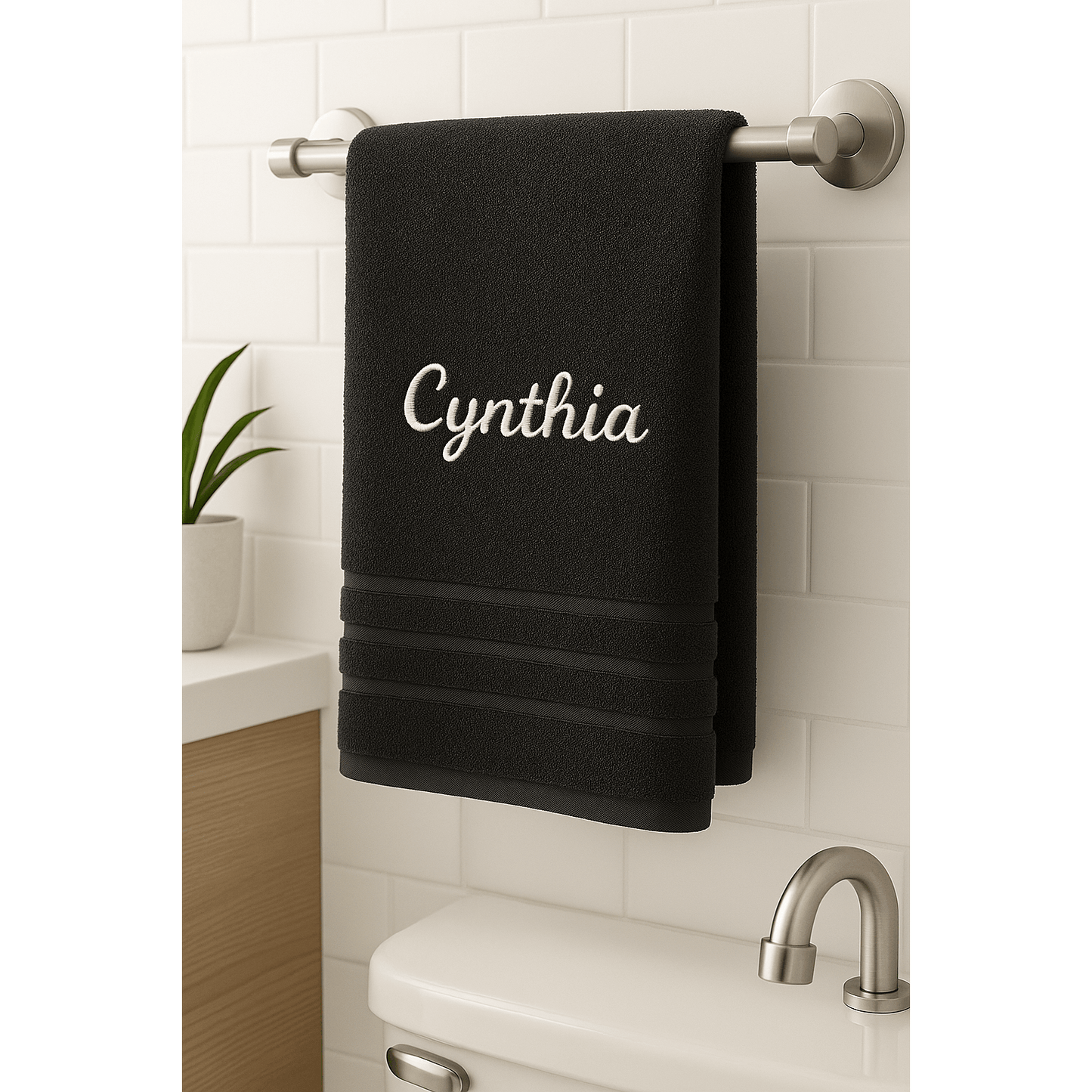 Asciugamano da Bagno Personalizzato con Nome - Ricamo Elegante, Asciugamano in Cotone Su Misura