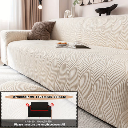 1 pz Copridivano Jacquard Foglia Artistica - Protezione Divano Elasticizzata Monoblocco con Pile Jacquard Elastico, Antiscivolo Adatto agli Animali Domestici, Lavabile in Lavatrice, Arredamento Moderno per la Casa, Protezione Mobili, Federa Decorativa, Te