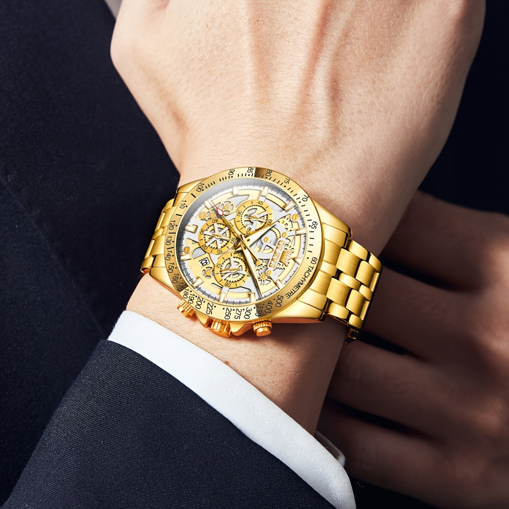 Orologio da Uomo OLEVS in Acciaio Inossidabile Orologi di Lusso Cronografo Multifunzione con Data Classico Orologio da Polso per Affari e Abbigliamento Elegante Regalo per Uomini