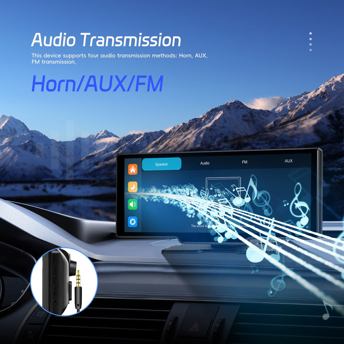 26,06 cm 4K Wireless CarPlay Android Auto Supporto Airplay SuperLink WiFi Video Fotocamera Dual DVR Anteriore e Posteriore B-T per Auto Camion Furgoni Supporto Fotocamera Posteriore con Registrazione in Loop e Riproduzione Video