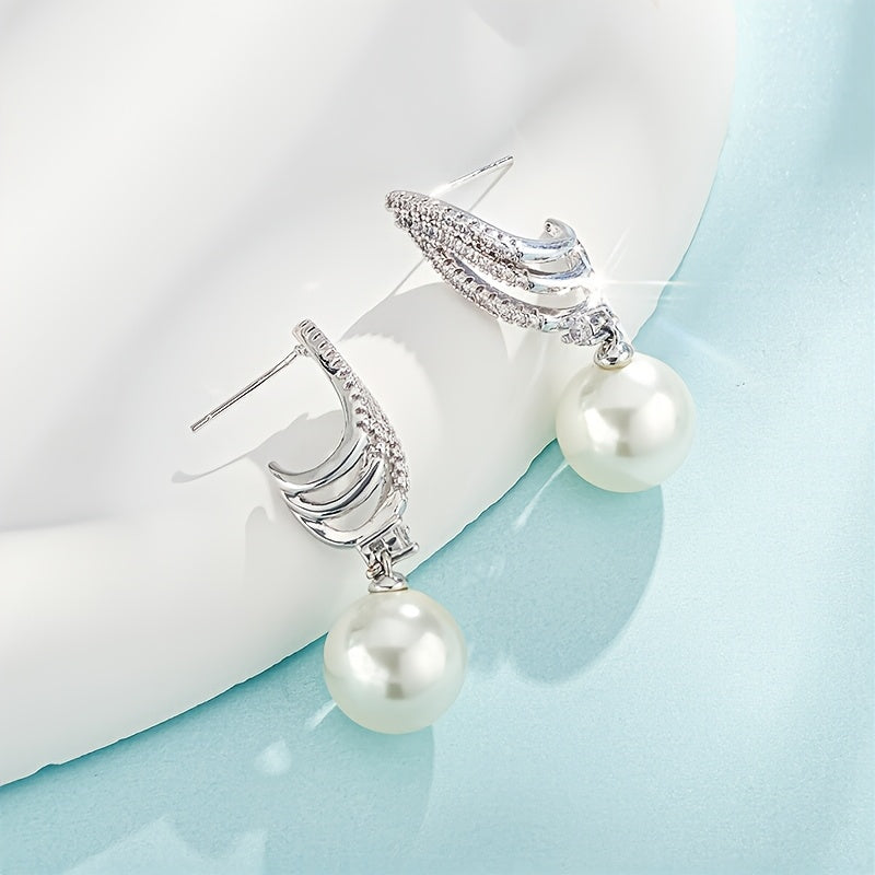 Eleganti e lussuosi orecchini di perle in argento 925, forniti in una confezione regalo di alta qualità