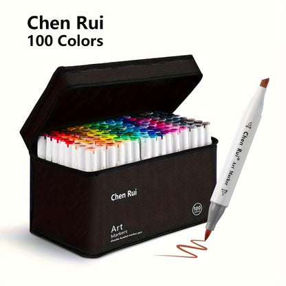 Set di pennarelli professionali per arte - Punta a scalpello e inchiostro a alcool, set di borsa portatile da 48/60/80/100/120 colori - Ideale per disegno, colorazione e grafica - Scelta perfetta per artisti, studenti e professionisti