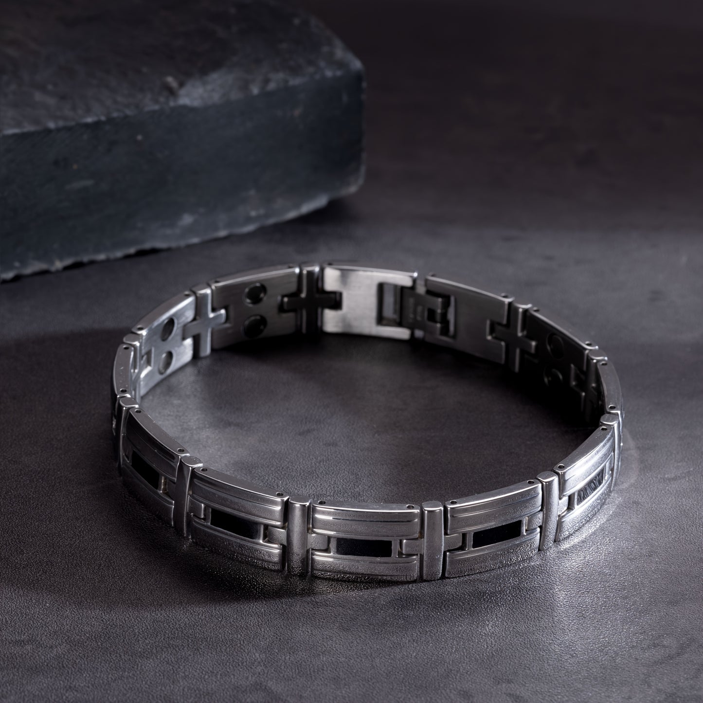 Braccialetto da Uomo in Acciaio Inossidabile 316L con 20 Magneti Potenti (3500 Gauss), Bracciale Magnetico per Polsi, Regolabile con Perline, Include Strumento di Smontaggio e Scatola Regalo Elegante