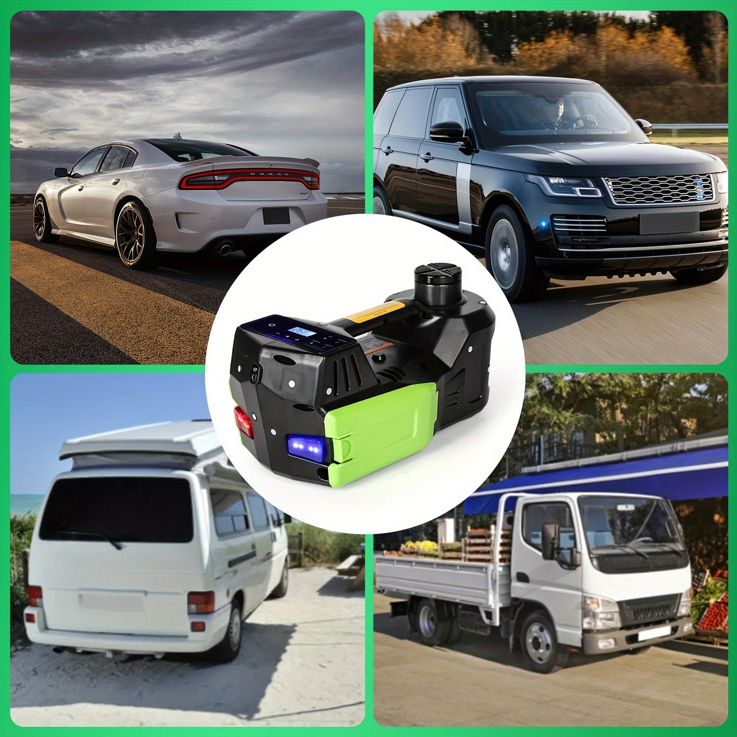 Kit martinetto per auto 4 in 1 12V 5T, cavalletto martinetto elettrico con display LCD per berlina, SUV, sollevatore auto, martinetti idraulici a pavimento
